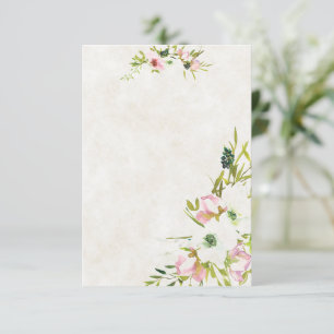 Convites Orçamento em branco Rosa e floral branco para casa