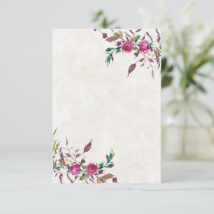 Convites Orçamento em branco Rosa floral solto casamento 