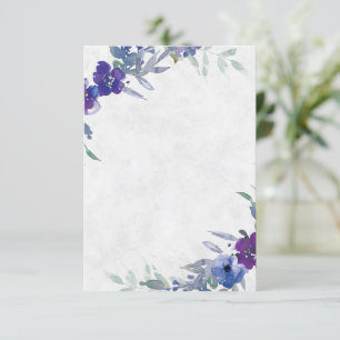 Convites Orçamento em branco Roxo e azul floral casamento 