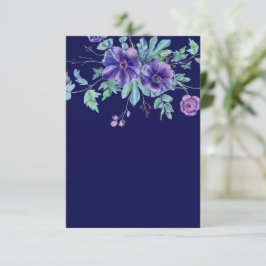 Convites Orçamento em branco Roxo e azul floral casamento 