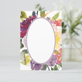 Convites Orçamento em branco Roxo e floral amarelo casament