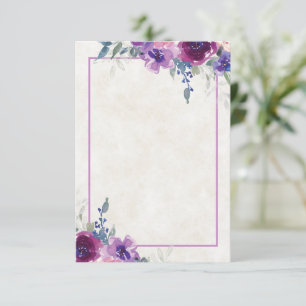 Convites Orçamento em branco roxo e floral lilás  casamento