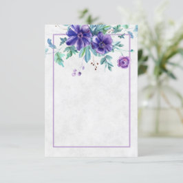 Convites Orçamento em Branco Roxo floral de aquarela casame
