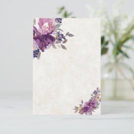 Convites Orçamento em branco Violeta floral aquarela casame