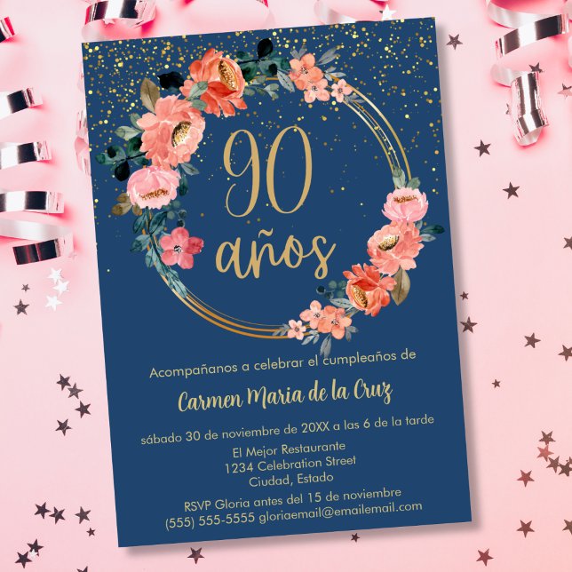 Convites Orçamento Espanhol Azul Elegante Festa de Aniversá (Criador carregado)