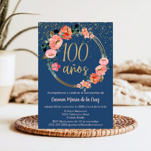 Convites Orçamento Espanhol Chique Elegante Floral 100 Anos