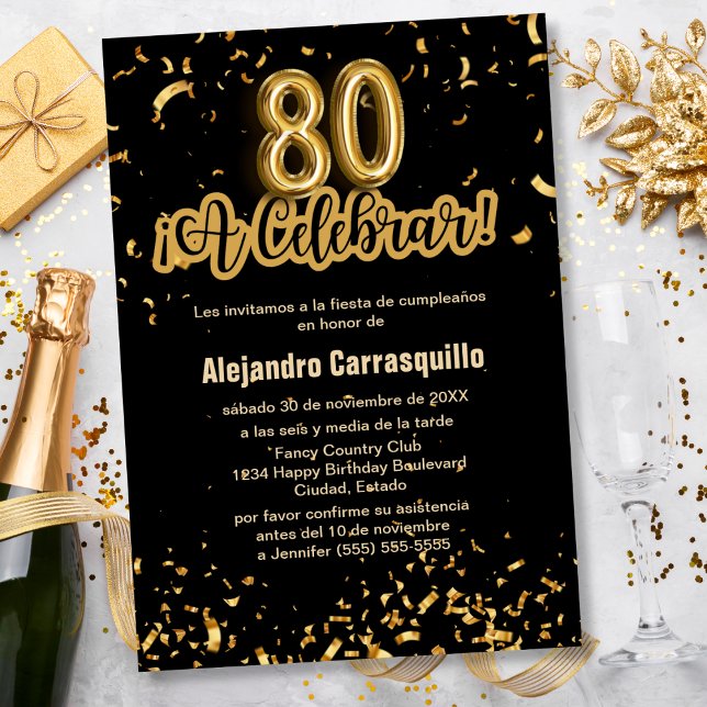 Convites Orçamento Espanhol Confetes Preto e Dourado Aniver (Criador carregado)
