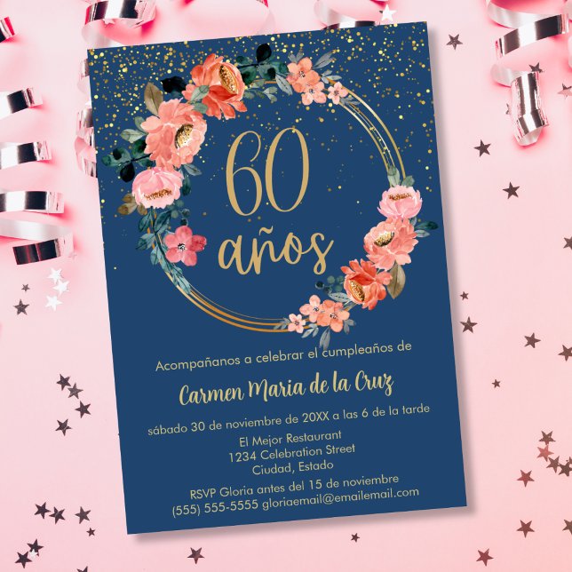 Convites Orçamento Espanhol Festa de Aniversário de 60 Anos (Criador carregado)