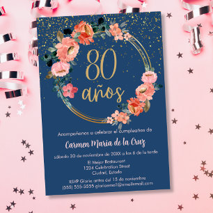 Convites Orçamento Espanhol Festa de Aniversário de 80 Anos