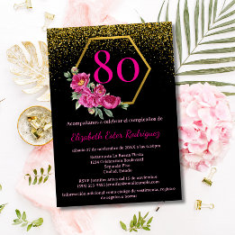 Convites Orçamento Espanhol Glam Preto Dourado Rosa Anivers