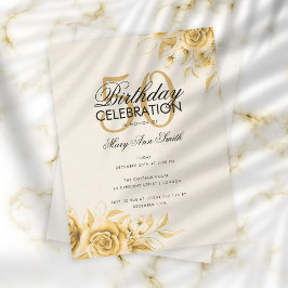 Convites Orçamento Floral Glam Birthday Elegante Creme Dour