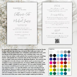 Convites Orçamento Floral Preto e Branco Casamento Elegante