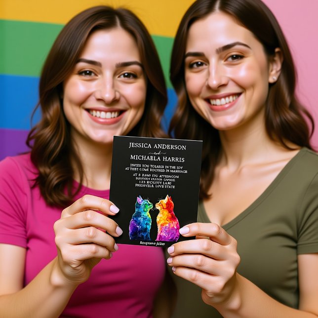 Convites Orçamento 🌈 LGBTQ Exatamente (Budget🌈 LGBTQ Purrfectly Yours Invitation)