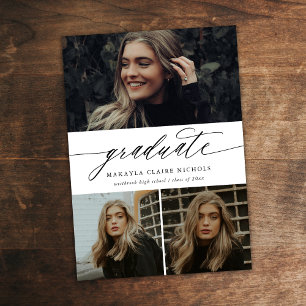 Convites Orçamento Moderno Caligrafia Três Graduação Fotogr