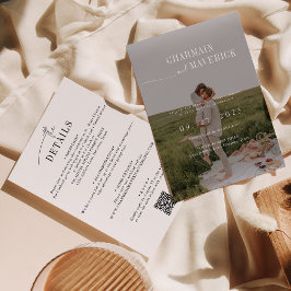Convites Orçamento Moderno tudo em um código QR + Casamento