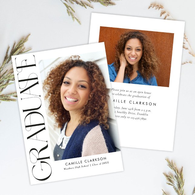 Convites Orçamento Moderno Vertical Dois Graduação de Foto (Criador carregado)