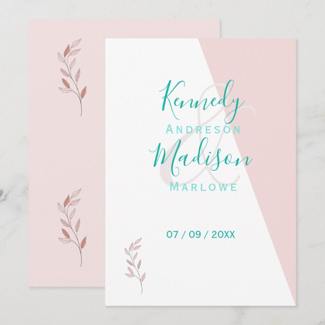 Convites Orçamento Notável de Coral Geométrico (Frente/Verso)