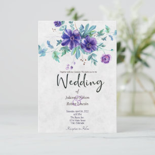 Convites Orçamento roxo aguarela floral casamento 