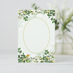 Convites Orçamento simples Eucalipto em verde e dourado par