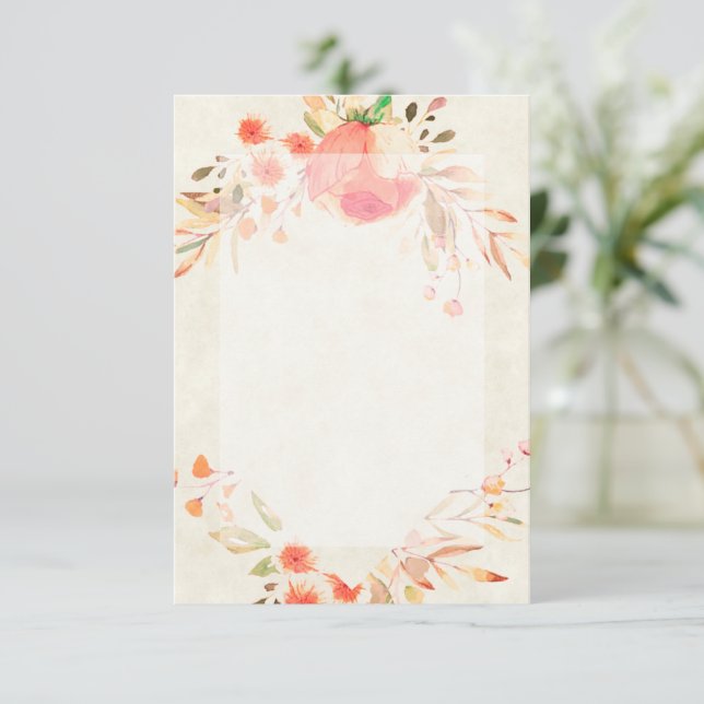 Convites Orçamento vazio floral laranja casamento  (Em pé/Frente)