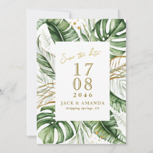 Convites Orçamento Verde Folha Boho Casamento Salve a data