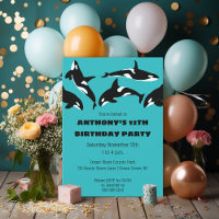 Orcas Killer Whales Teal Blue Festa de aniversário