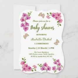Convites Orchids Tropical Butterfly Chá de fraldas