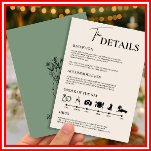 Convites Ordem de Eventos de Casamento em Verde Salvia