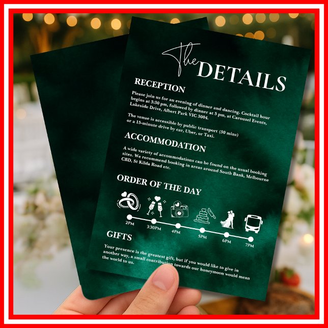Convites Ordem de Eventos de Casamento Verde Esmeralda (Criador carregado)