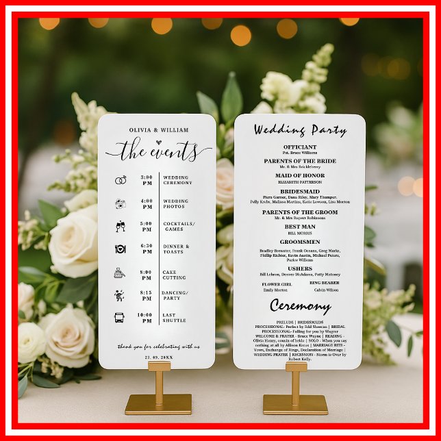 Convites Ordem de Eventos Programa de Casamento Elegante (Criador carregado)