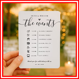 Convites Ordem de Eventos Programa de Casamento Elegante