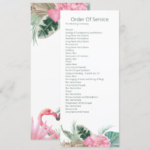 Convites Ordem de Serviço Casamento Flamingo Rosa Tropical