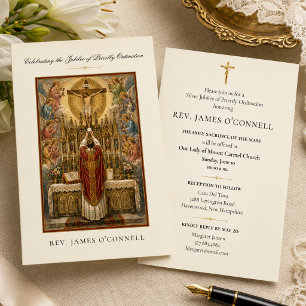 Convites Ordenação de Jubileu de Padre Católico Tradicional