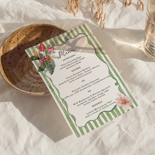 Convites Organic Modern Tropical Menu Card (Criador carregado)
