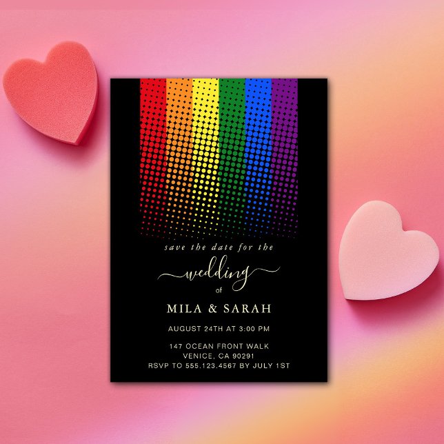 Convites Orgulho Arco-íris Casamento Coração LGBTQ (Criador carregado)