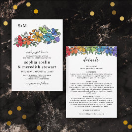 Convites Orgulho Flores Monograma Detalhes Casamento LGBT