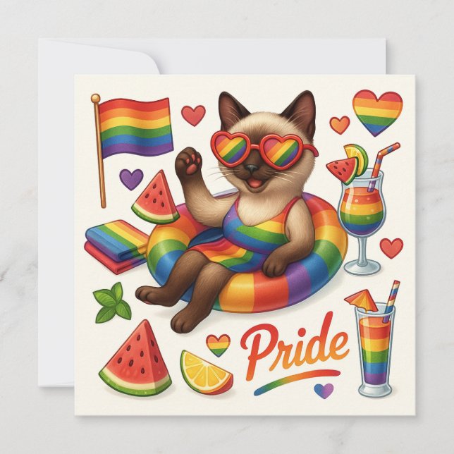 Convites Orgulho Gato - Peitos LGBTQ inspirados em Gato (Frente)