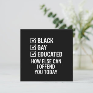 Convites Orgulho Gay Preto Divertido Suporte Direitos LGBTQ