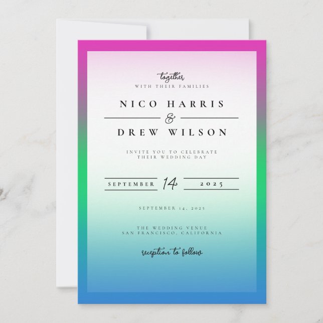 Convites Orgulho Polissexual Elegante Casamento  (Frente)