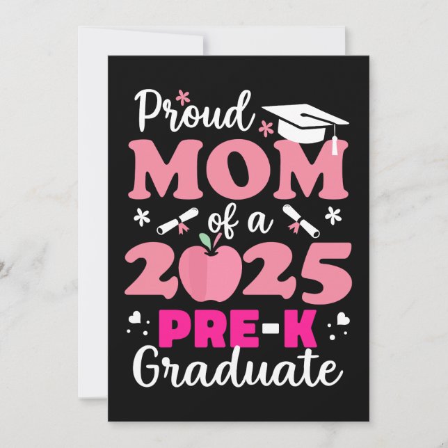Convites Orgulhosa Mãe de Graduado Pré-Escolar 2025 (Frente)
