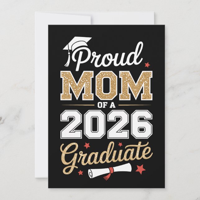 Convites Orgulhosa Mãe De Um Formando Da Turma De Graduação (Frente)