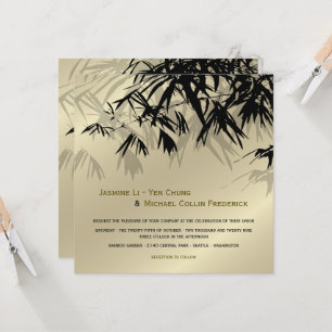 Convites Oriental Bamboo Deixa Casamento Dourado Asiático N