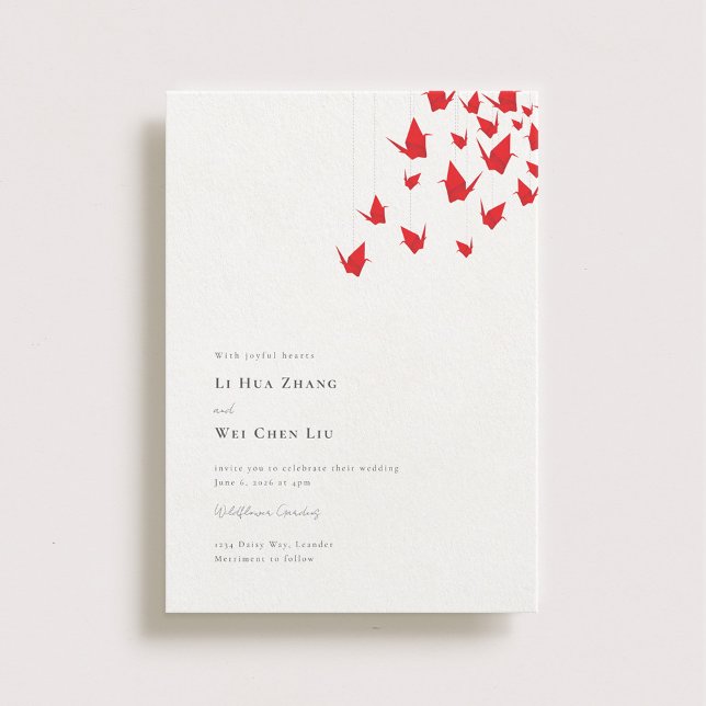 Convites Origami Paper Cranes Weding (Criador carregado)