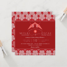 Origami Red Paper Cranes & Sakura Casamento Asiáti