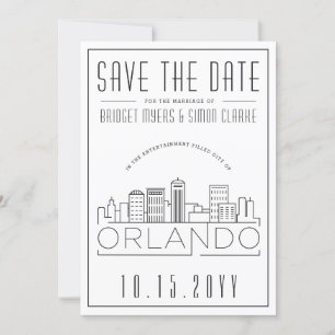 Convites Orlando, Fl Casamento Estilizado Skyline Salvar a 
