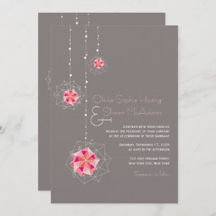 Convites Ornament Pink Origami Suspende Casamento Asiático