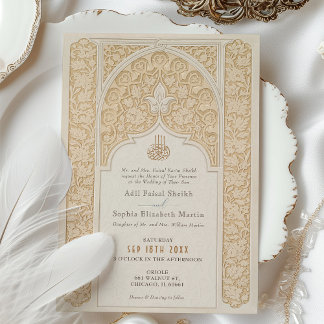 Convites Ornamentado Árabe Design de Casamento Islâmico Lux