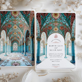 Convites Ornamentado Arch Floral e Casamento Islâmico Dome