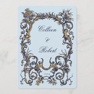 Convites Ornamentado Barroco Antiquado c.1700s com Cherubs