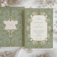 Ornamentado Barroco Estilo Sage Beige Casamento